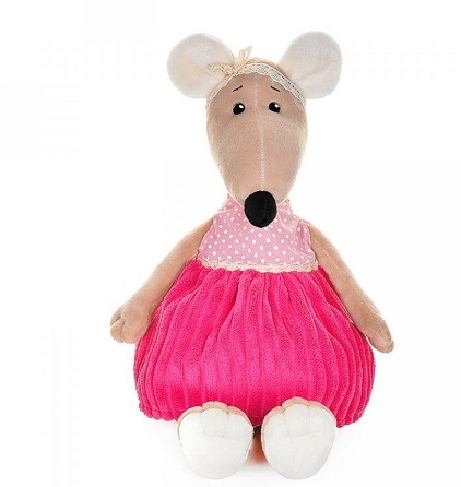 Игрушка мягкая Крыса Анфиса в розовом платье 27см