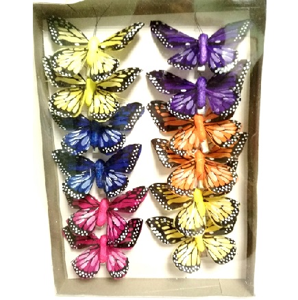 Бабочки перьевые 8см  (12шт)