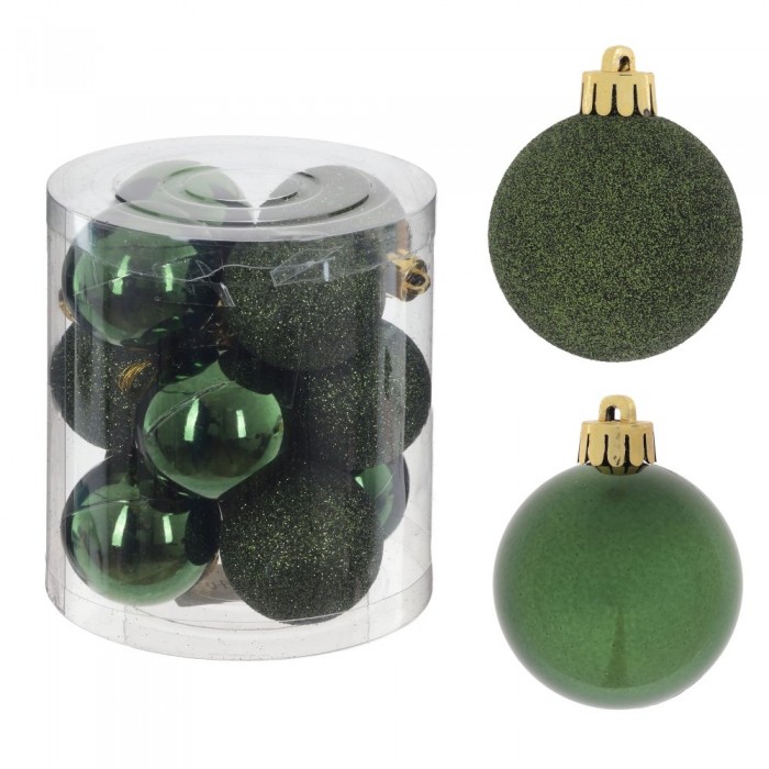 Украшение новогоднее "Шар", набор из 12-ти шт, D 4 см, L4 W4 H5 см (темно зеленый)