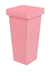 Пластиковая ваза, квадратная, однотонная, высота 34см, верх 17х17см, низ 11х11см, цв. Розовый