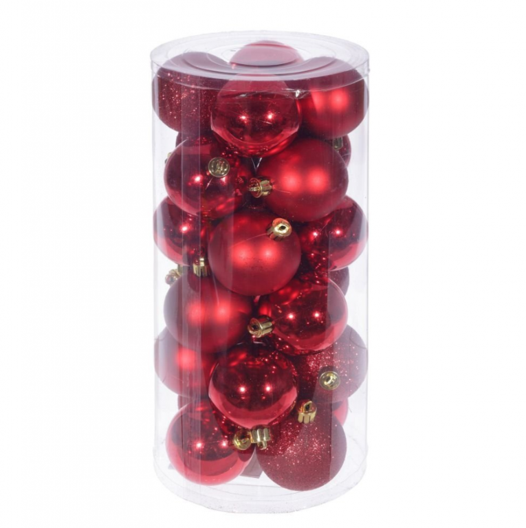 Украшение новогоднее Шар "Нежное сияние", набор из 24 шт, D 6 см, L6 W6 H7 см (красный)