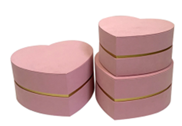 Набор подарочный коробок из 3-х штук 26*25*13.8см, 24*23,5*12,5см, 22*21*11,5см сердце розовый