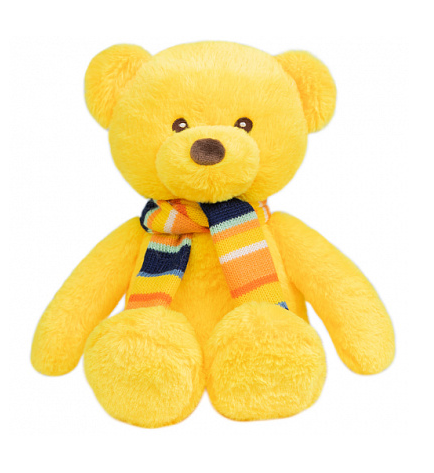 Мягкая игрушка Медведь Люк, желтый с шарфом, 35см