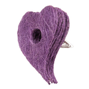 Каркас для букета, Сердце сизаль (в уп.10шт) фиолетовый